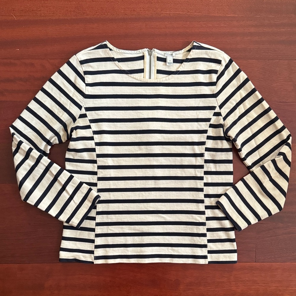 J. Crew Navy and Cream Striped Top